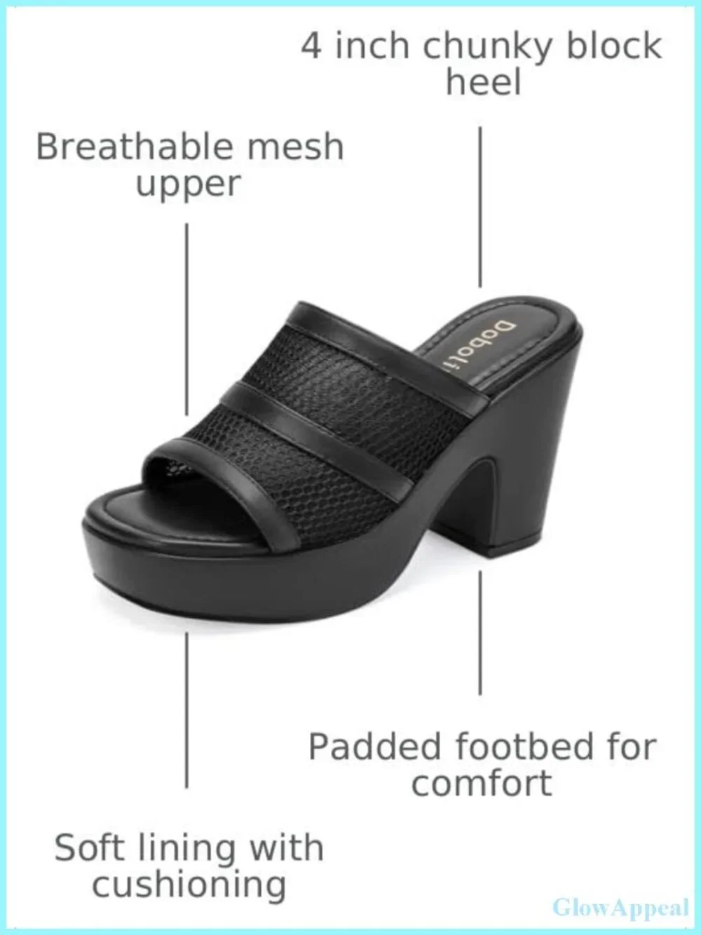 DOBOLIN Open Toe Platform Wedge Mesh Mule Sandals 4in Heel SZ